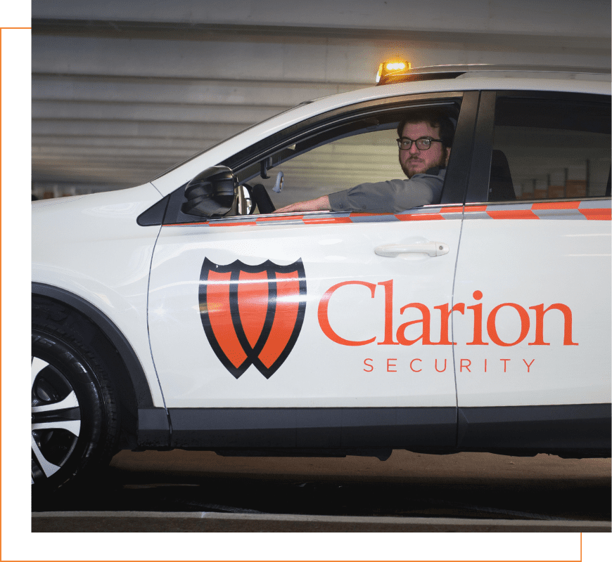 clarion guard patrolling in vehicle